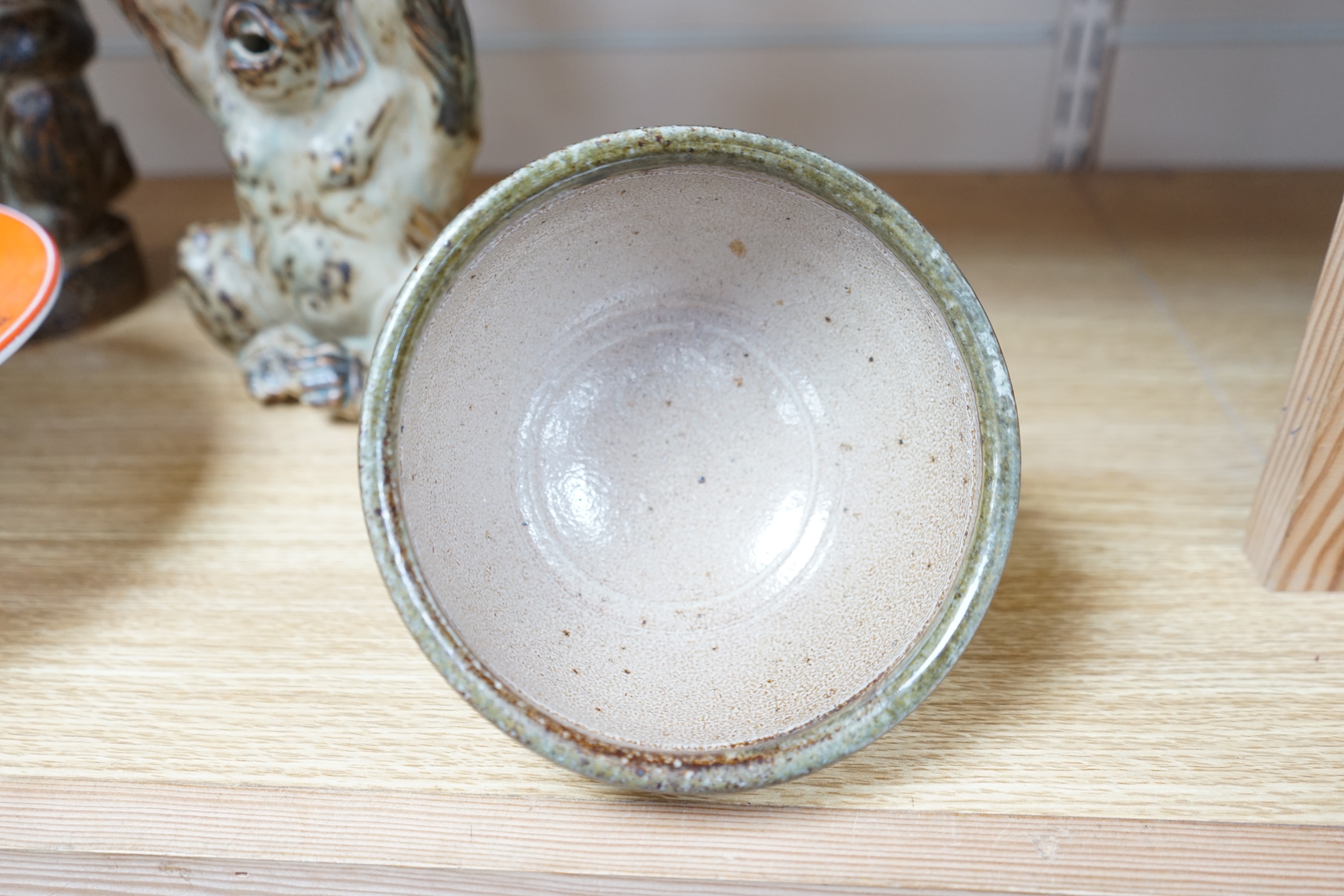 Richard Batterham (1936-2021), a Stoneware studio pottery bowl, cut-sided, unmarked, 15cm in diameter. Condition - good